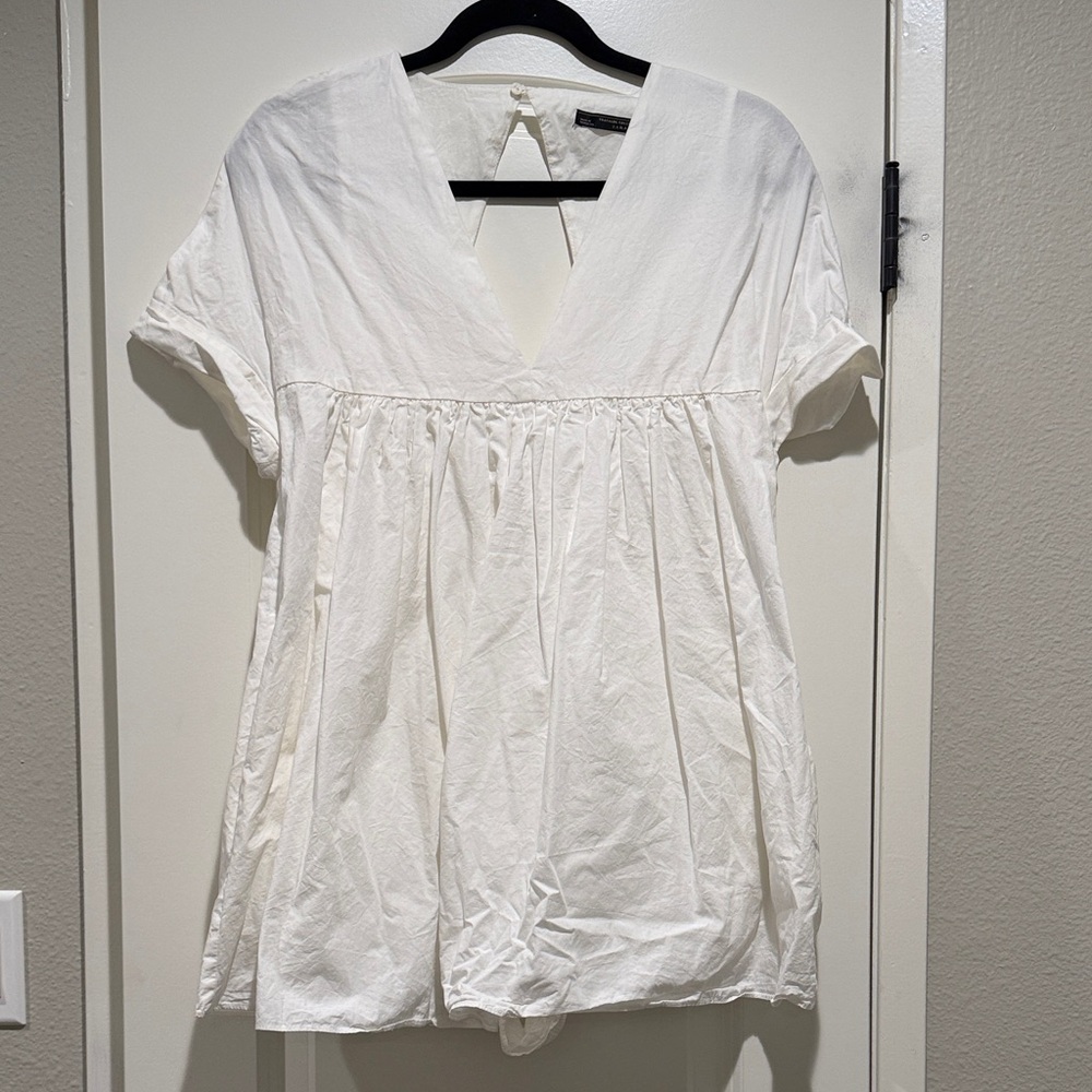 Zara White V-Neck Romper